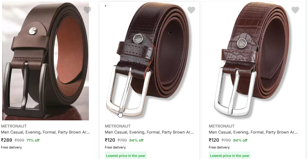 Image of METRONAUT Men Casual, Evening, Formal, Party Brown Artificial Leather, Synthetic Belt Starting Price @ ₹120