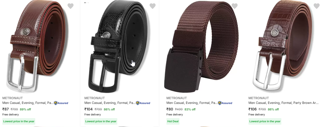 Image of METRONAUT Men Casual, Evening, Formal, Party Brown Texas Leatherite, Artificial Leather Belt Starting Price @ ₹87