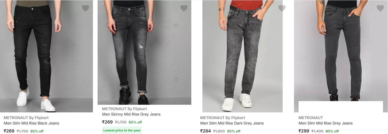 Image of METRONAUT Men Mid Rise Jeans up to 85% Discount