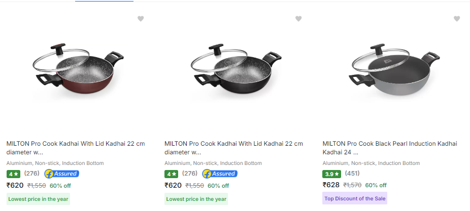 Image of MILTON Pro Cook Kadhai 22cm 2.1L starting @ ₹620 up to 60% Discount