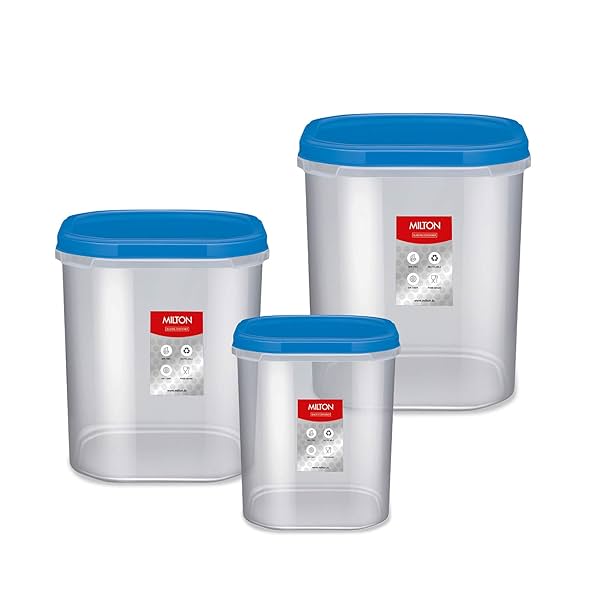 Image of MILTON Quadra Modular Multi-Purpose Plastic Containers with Lid, Set of 3 (2L, 3L & 4L)