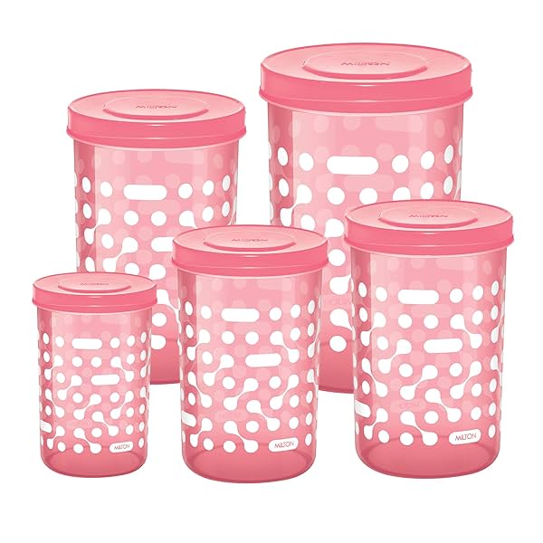 Image of MILTON Storex Set of 5 Plastic Storage Containers ( 500ml , 750ml ,1L , 1.5L & 2L) 