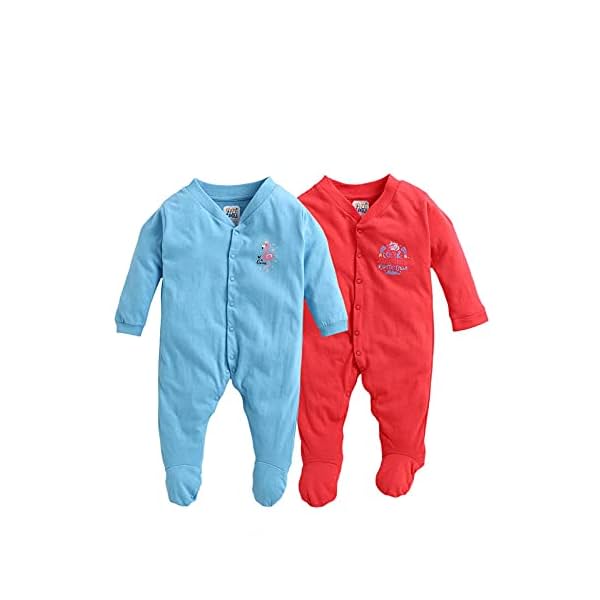 Image of MINITATU Girls Cotton Variety Pack Sleepsuit of 2