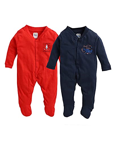 Image of MINITATU Girls Cotton Variety Pack Sleepsuit of 2