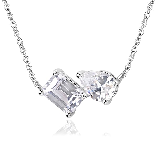 Image of MISS JO 92.5 Sterling Silver Brilliant Duo Pendant Necklace