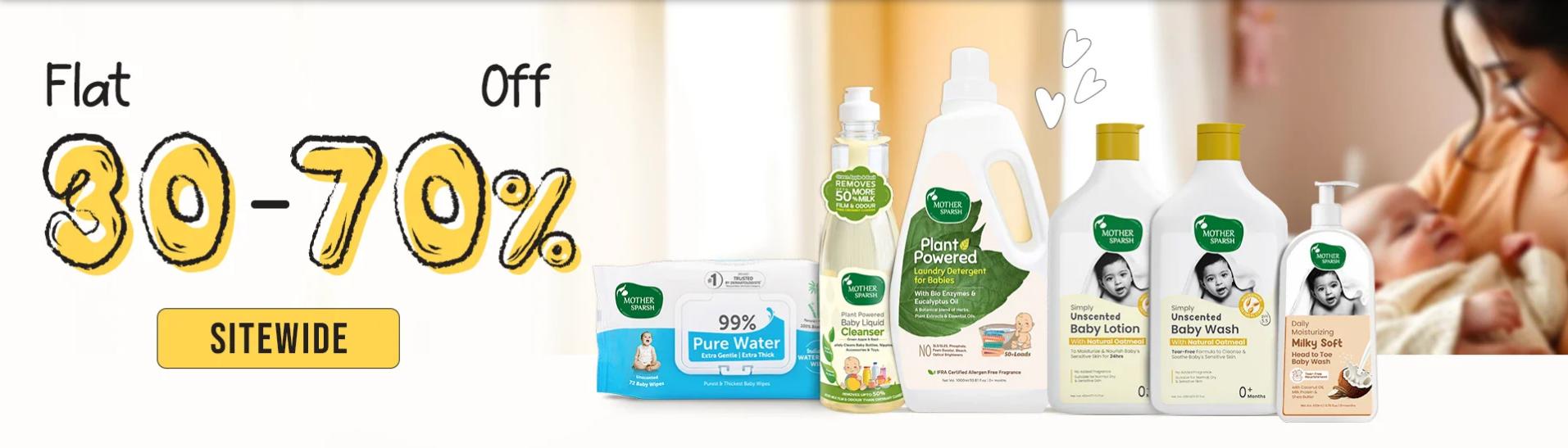 Image of MOTHERSPARSH Sale : Up to 70% + Extra 5% Discount on Baby Care Products 