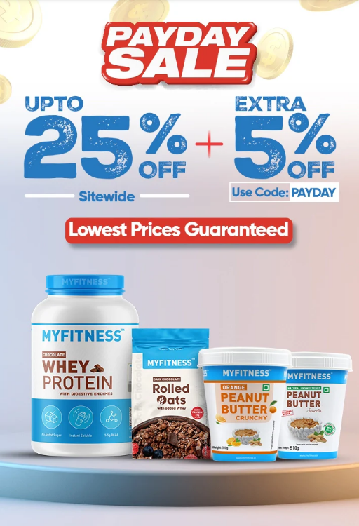 Image of MYFITNESS Payday Sale : Upto 25% + 5% Extra off on Fitness Products