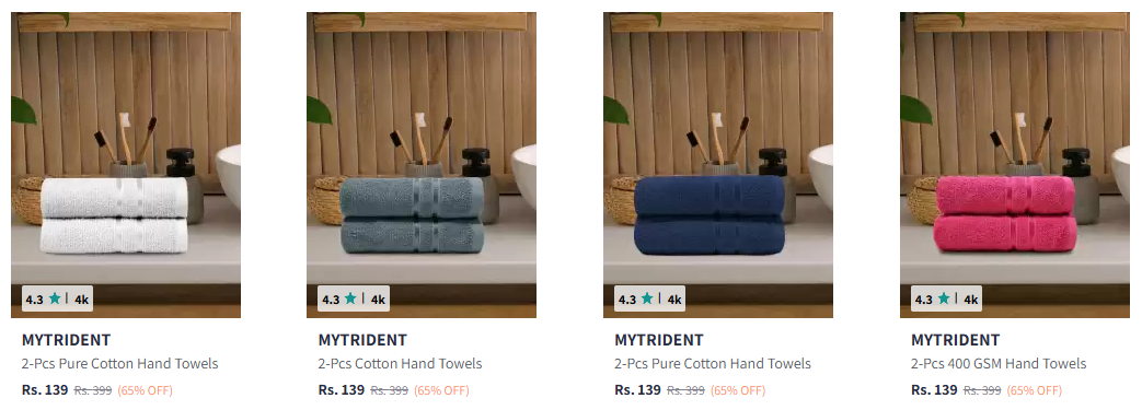 Image of MYTRIDENT Hand Towels Starts at ₹139