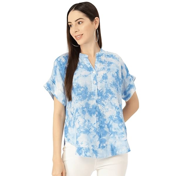 Image of Maaesa Hand Dyed Rayon Top for Women