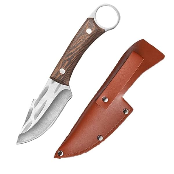 Image of Machado Hybrid Hand-Sharpened Mongolian Viking Knife with Leather Sheath - Forged Boning Multipurpose Meat Cleaver Butch