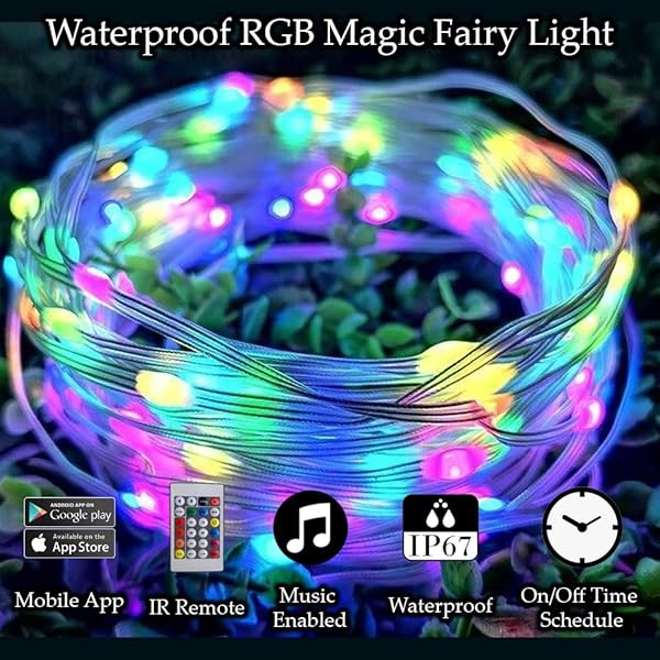 Image of Magic Fairy Lights Plug-in, 33ft 100 LED String Lights with USB & Bluetooth