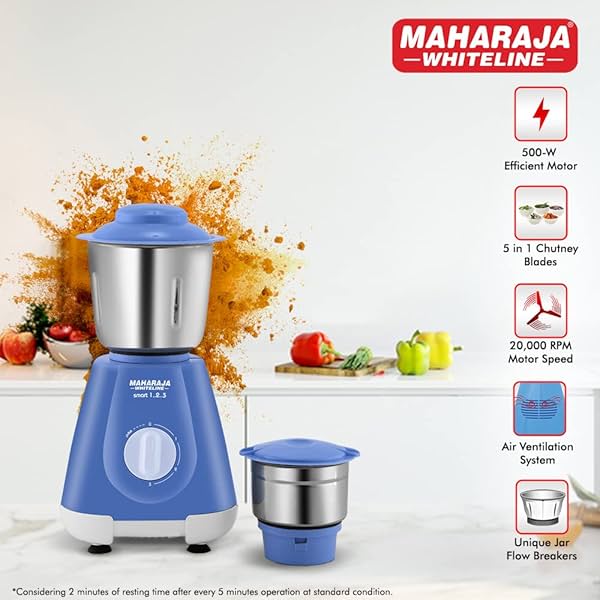 Image of Maharaja Whiteline Smart Mixer Grinder | 500-watt | 20000 RPM Motor Speed