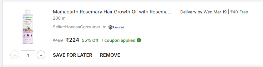 Image of Mamaearth Rosemary Hair Growth Oil 200ml