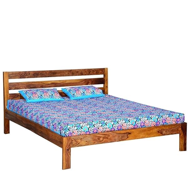 Image of Mamta Decoration Sheesham Wood King Size Bed Without Storage for Bedroom