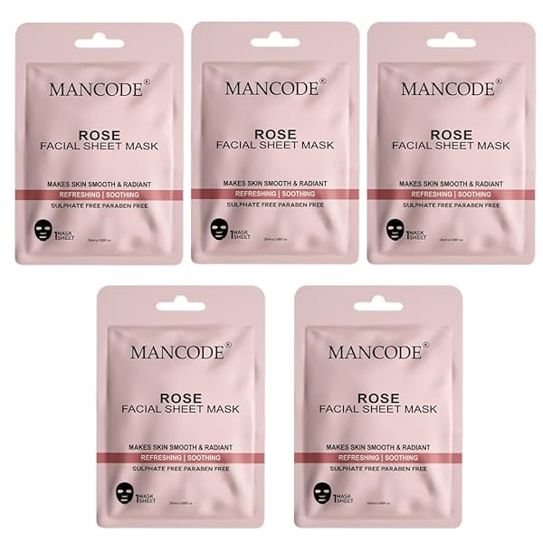 Image of Mancode Rose Facial Sheet Mask 25ml x 5