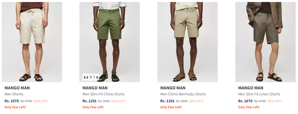 Image of Mango Man Men's Bermudas & Shorts at flat 65% Discount