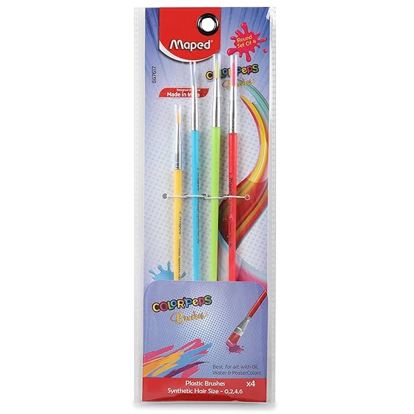 Image of Maped Painting Kit - 12 Shade of Poster Colours + 4 Plastic handle Brushes-Round