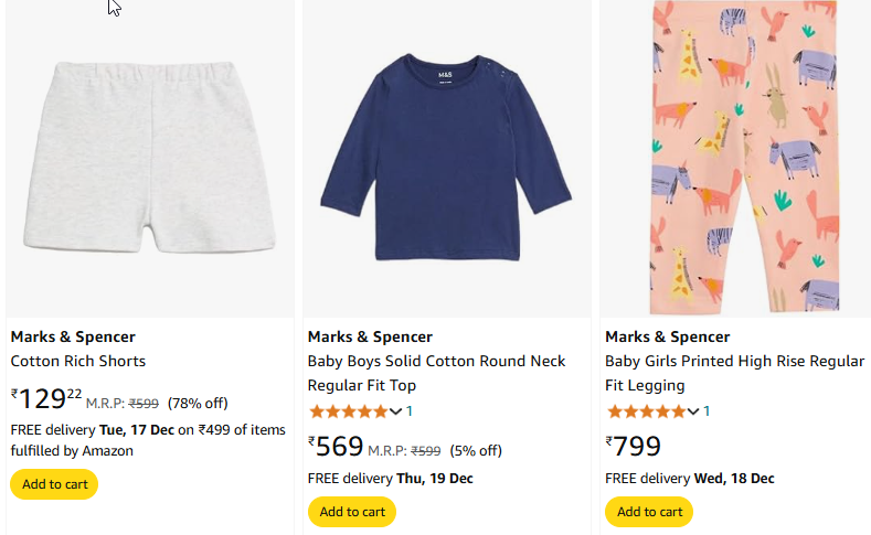 Image of Marks & Spencer Baby Fashion Starting Price @ ₹129