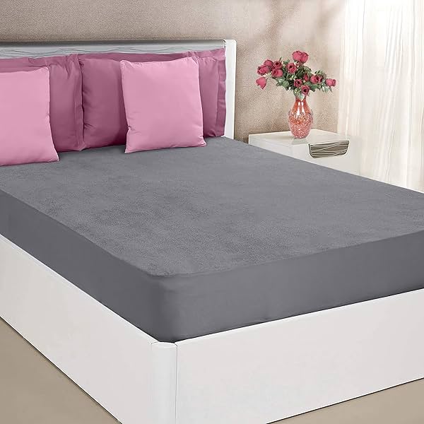 Image of Mattress Protector Queen Size Waterproof Grey 78 x 60 Inch 2-10 Inch