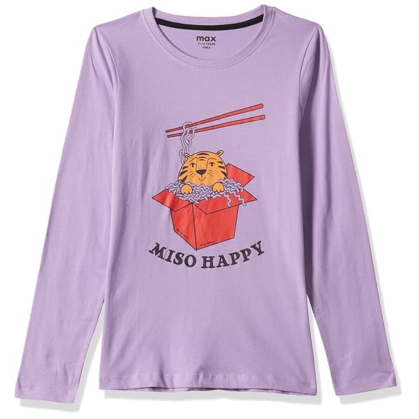 Image of Max Girls Regular Fit Graphic Printed Knit Tshirt