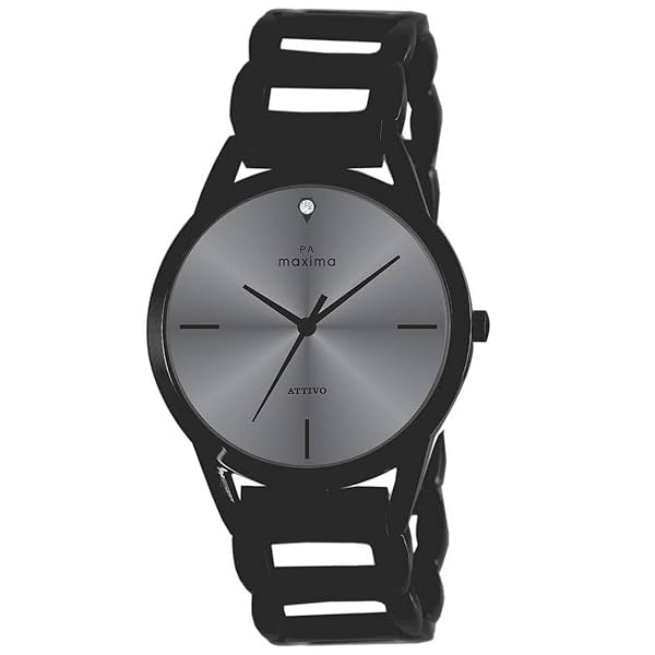 Image of Maxima Analog Grey Dial Women Watch (61691Bmlb) Black Band