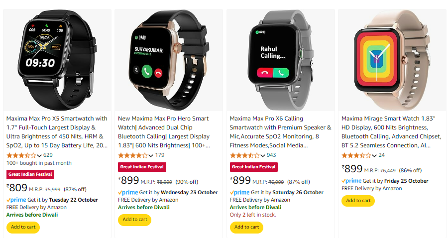 Image of Maxima Calling Smartwatches Starting At ₹809.