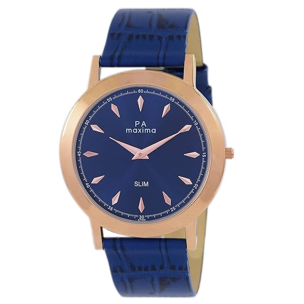 Image of Maxima Leather Analog Blue Dial Men Watch-47700Lmgr, Blue Band