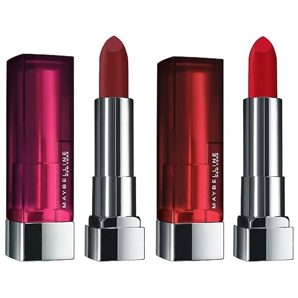 Image of Maybelline New York Color Sensational Creamy Matte Lipstick (696 Burgundy Blush & 640 Red Liberation)