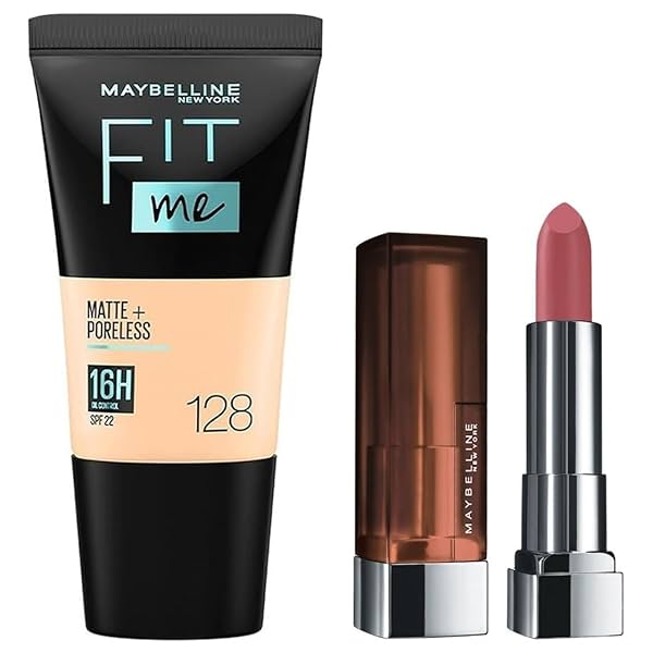 Image of Maybelline New York Matte Lipstick Almond Pink 3.9g & Maybelline New York Liquid Foundation Fit Me Warm Nude 18ml