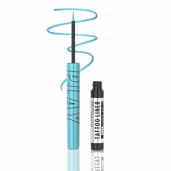 Image of Maybelline New York Tattoo Play Light Blue Liquid Eyeliner - Ride, Upto 48 Hours Bold Color