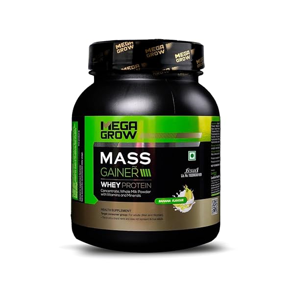 Image of Mega grow Mass Gainer 1kg Banana Flavor 