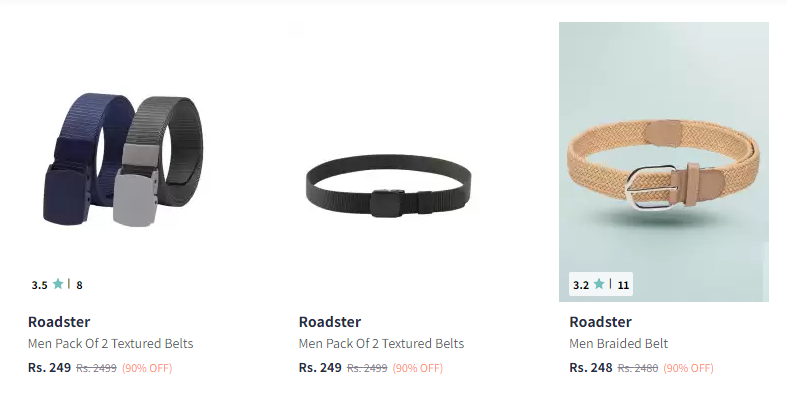 Image of Men Belts Up to 90% Discount for Starting at ₹249