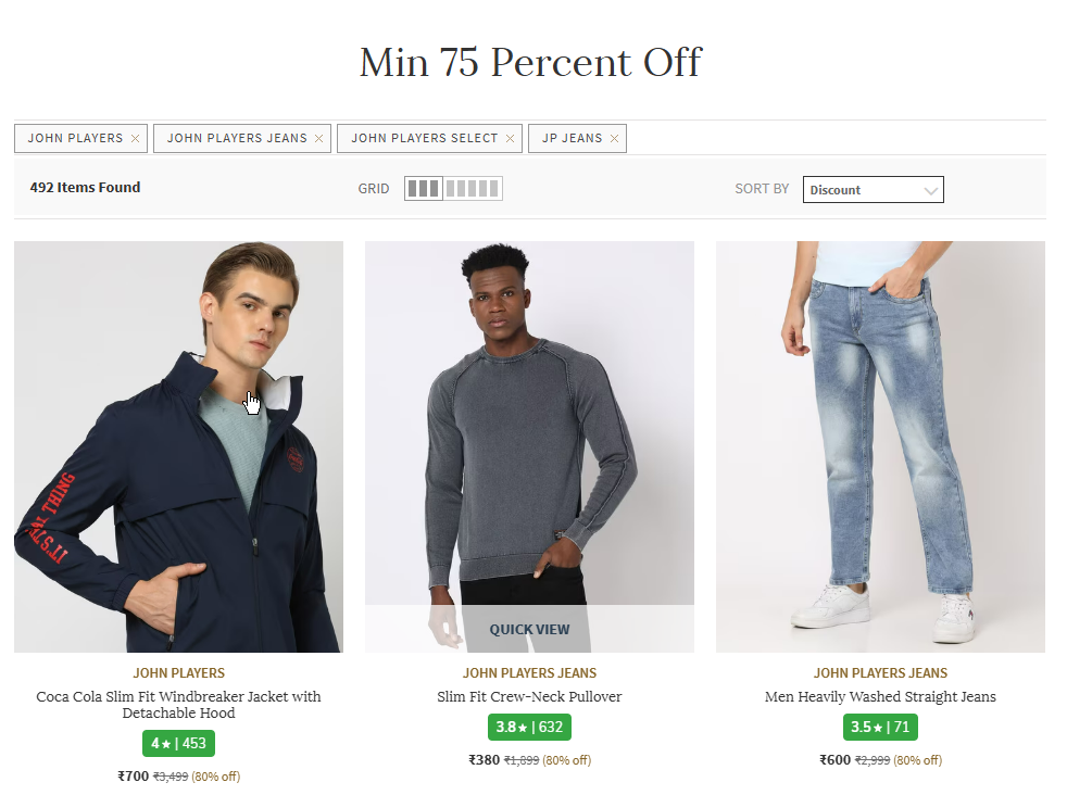 Image of Men's John Players Clothing Up-to 85% Discount