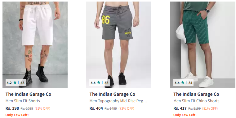 Image of Men's Slim Fit Shorts up to 81% Discount