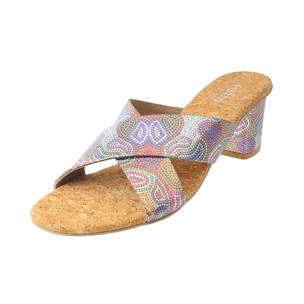 Image of Metro Women Fashion Block Heel Cross Strap Slip-on Sandal