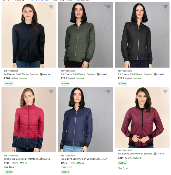 Image of Metronaut Brand Women's Jackets @ Up to 85% Discount