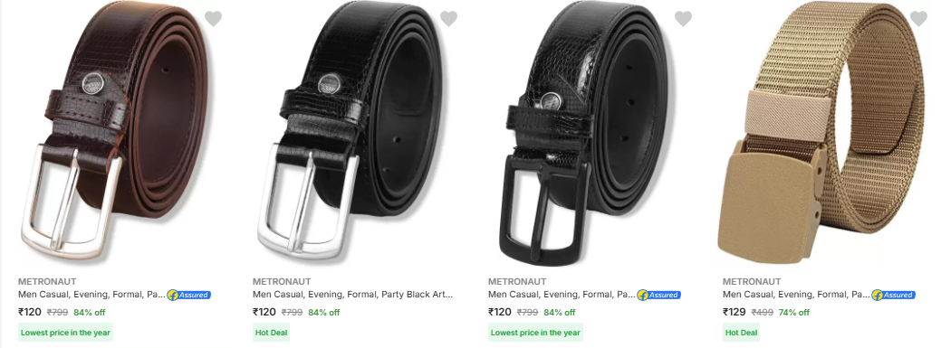 Image of Metronaut Men's Belts starting @ ₹120 up to 84% Discount