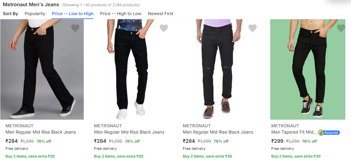 Image of Metronaut Men's Jeans Start from ₹284