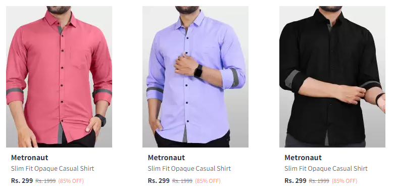 Image of Metronaut Shirts Up to 85% Discount for Starting at ₹299