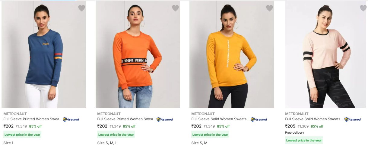 Image of Metronaut Women's Sweatshirts up to 85% Discount