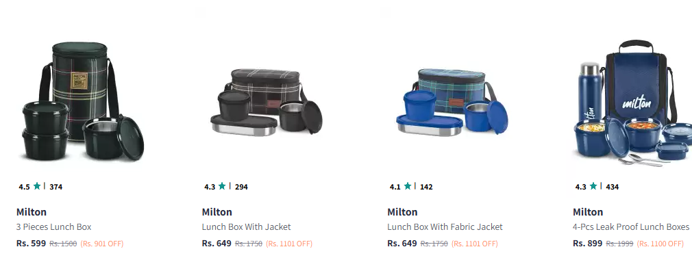 Image of Milton Black Lofty Tiffin: 3 microwave-safe steel containers with jacket. Starting Price @₹599 