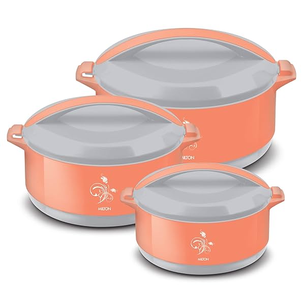 Image of Milton Divine Jr Inner Stainless Steel Casserole (Set of 3, 430 ml, 830 ml, 1400 ml, Orange)