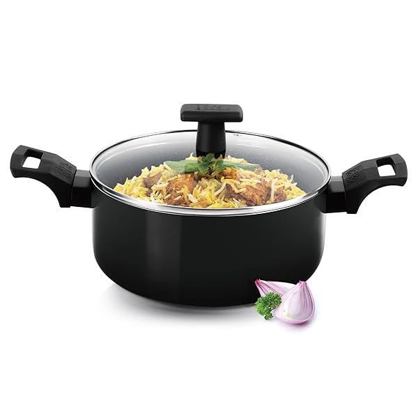 Image of Milton Pro Cook Granito Induction Biryani Pot with Glass Lid