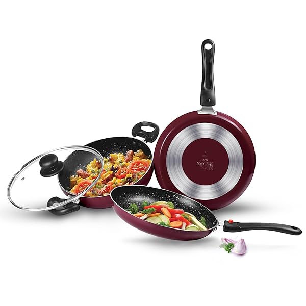 Image of Milton Pro Cook Kitchen Pride Nonstick Aluminium Cookware Set of 3 