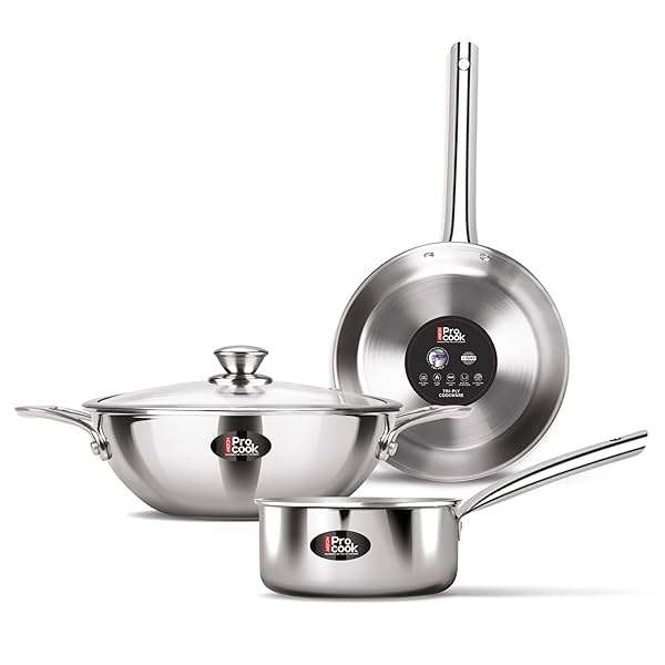 Image of Milton Pro cook Triply Stainless Steel 4 Pc Induction Cookware Set