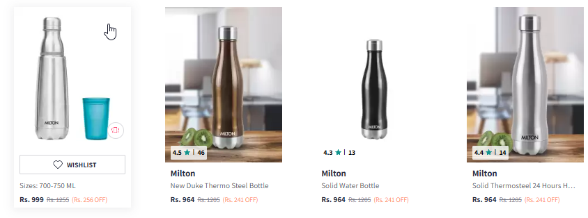 Image of Milton Vertex 750 Thermosteel 24 Hours Hot/Cold 700ml Bottle & Tumbler Starting Price @₹999