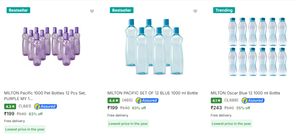 Image of Milton Water Bottles (Pack of 12) Starting 199.