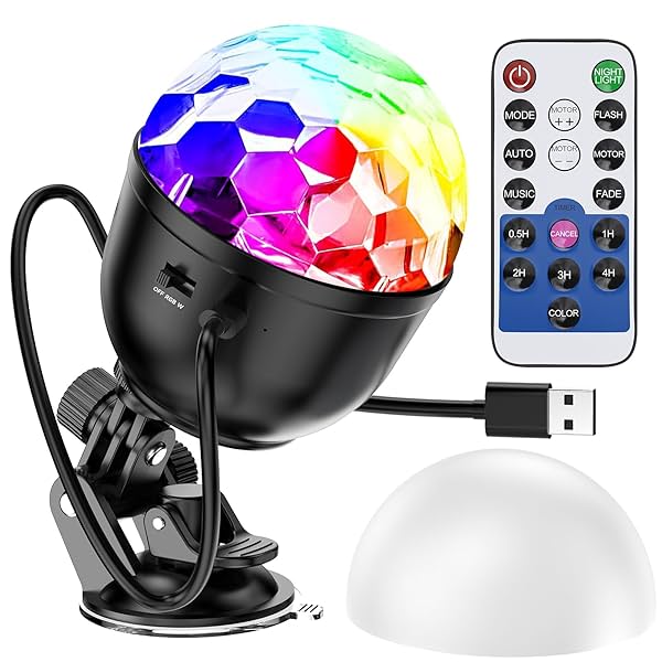 Image of Mini Disco Ball with RGB and White Light