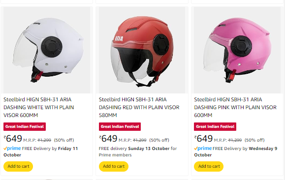 Image of Minimum 40% Discount On Steelbird Helmet