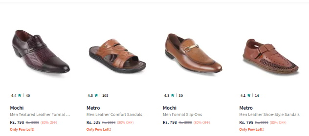 Image of Minimum 70% Discount on Mochi and Metro Footwear